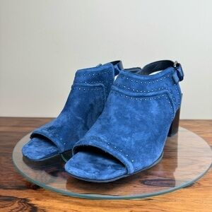 Donald Pliner Penny Open Toe Slingback Mule - navy suede